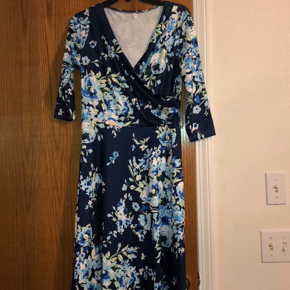 Midi Floral Faux Wrap Dress